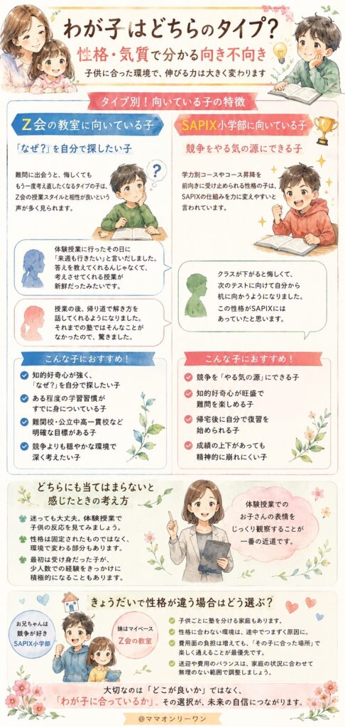 わが子はどちらのタイプ?性格・気質で分かる向き不向き