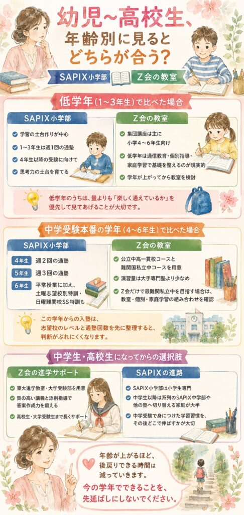 幼児〜高校生、年齢別に見るとどちらが合う?