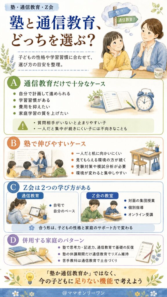 みんなの塾とZ会の教室 そもそも塾と通信教育、どっちを選ぶべきなの?