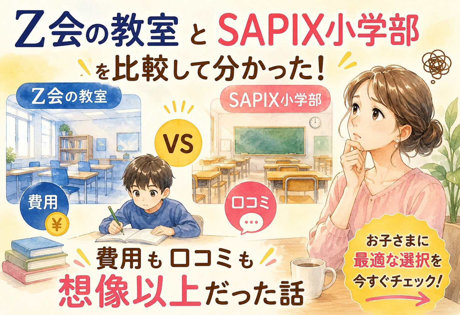 Z会の教室とSAPIX小学部を比較して分かった、費用も口コミも想像以上だった話
