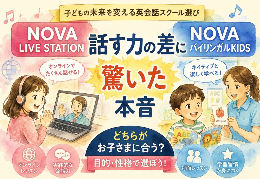 NOVA LIVE STATIONとNOVAバイリンガルKIDS比較、話す力の差に驚いた本音