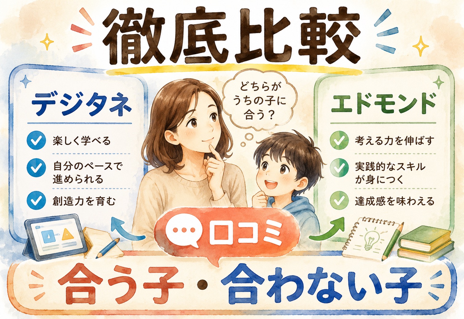デジタネとエドモンド徹底比較｜口コミを集めたら合う子と合わない子がまさかここまで分かれました