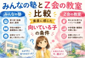 みんなの塾とZ会の教室比較、素直に感じた向いている子の条件