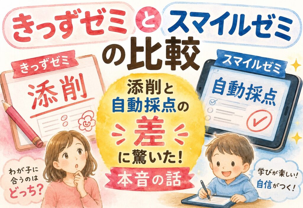 きっずゼミとスマイルゼミの比較｜添削と自動採点の差に驚いた本音の話