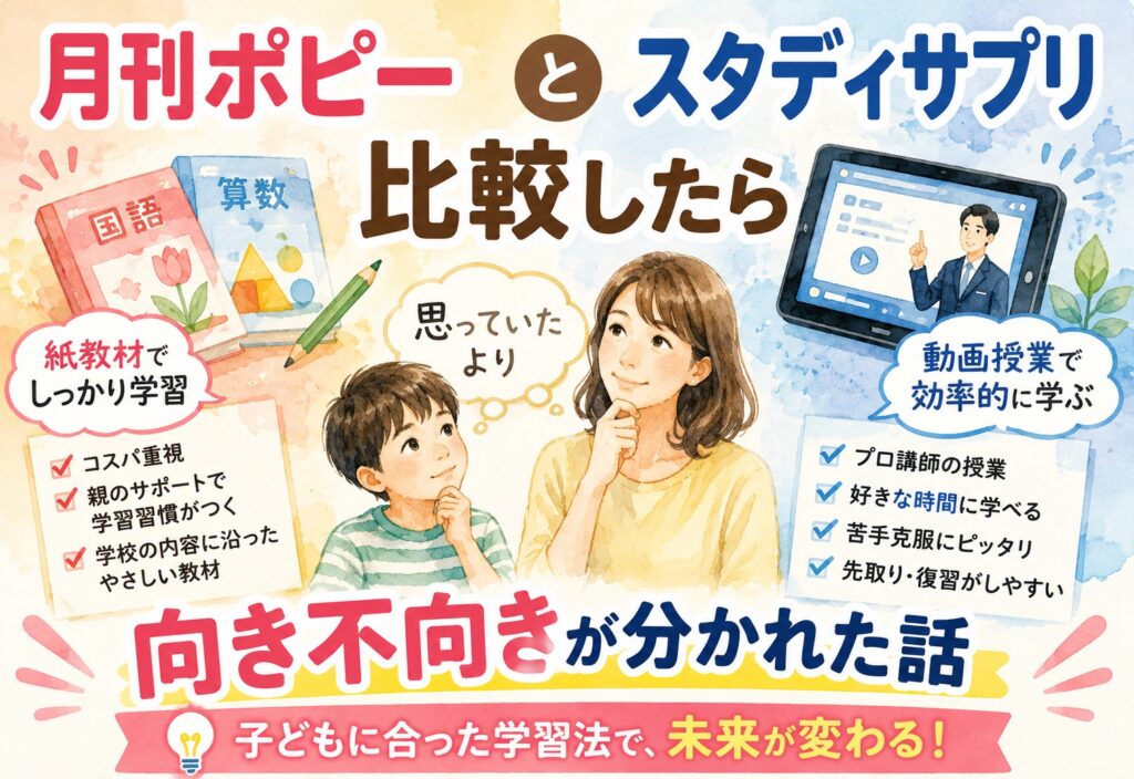 月刊ポピーとスタディサプリを比較したら思っていたより向き不向きが分かれた話