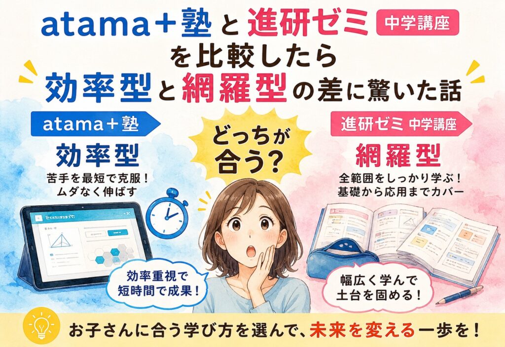 atama＋塾と進研ゼミ中学講座を比較したら効率型と網羅型の差に驚いた話
