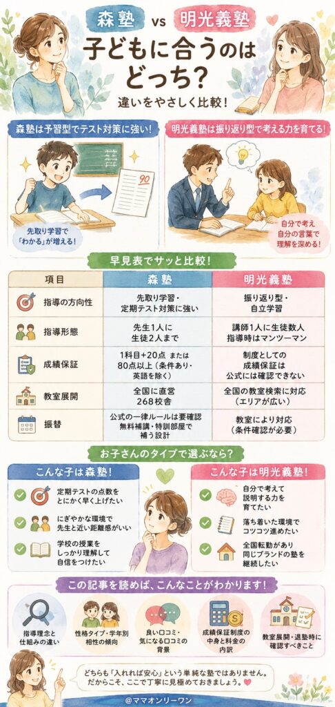 森塾と明光義塾 結論から言うと、うちの子にはどっちが合うの?