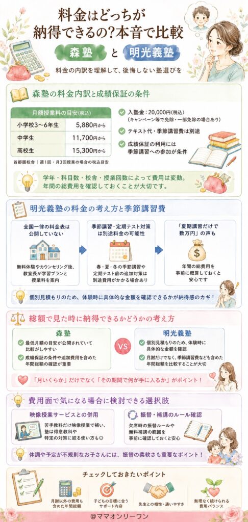 森塾と明光義塾 料金はどっちが納得できるの?本音で比較