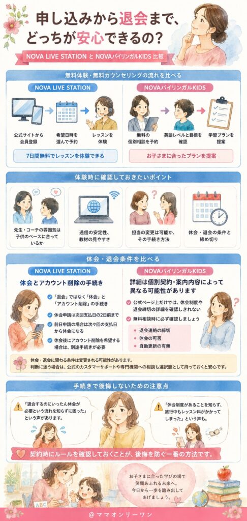 申し込みから退会まで、どっちが安心できるの?