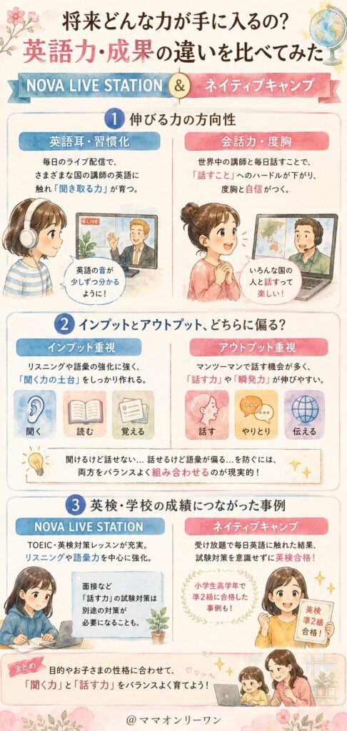 NOVA LIVE STATIONとネイティブキャンプ 将来どんな力が手に入るの?英語力・成果の違いを比べてみた
