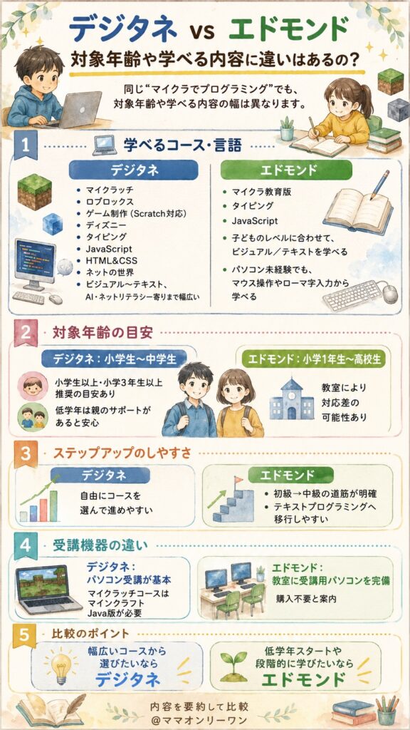 対象年齢や学べる内容に違いはあるの？