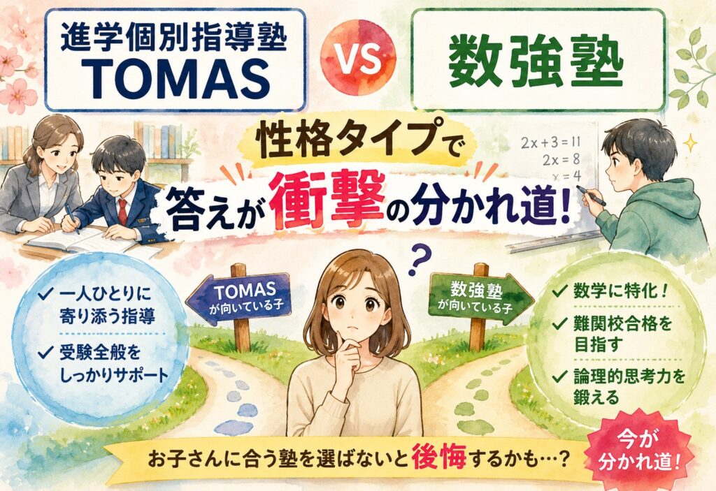 進学個別指導塾TOMASと数強塾比較したら性格タイプで答えが衝撃の分かれ道