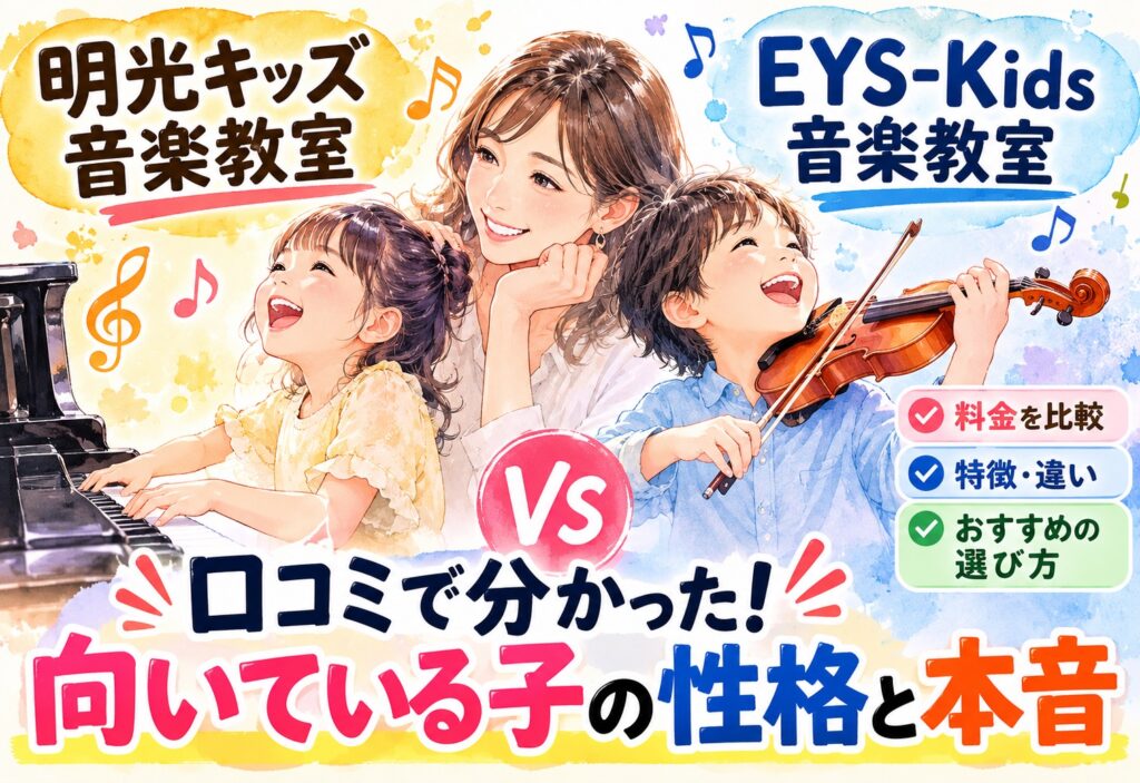 明光キッズとEYS-Kids音楽教室を比較!口コミで分かった向いている子の性格と本音