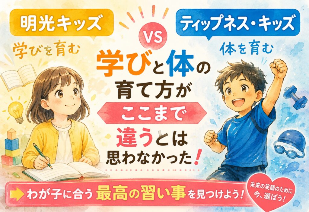 明光キッズとティップネス・キッズを比べたら、学びと体の育て方がここまで違うとは思わなかった