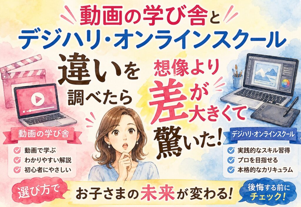 動画の学び舎とデジハリ・オンラインスクールの違いを調べたら想像より差が大きくて驚いた