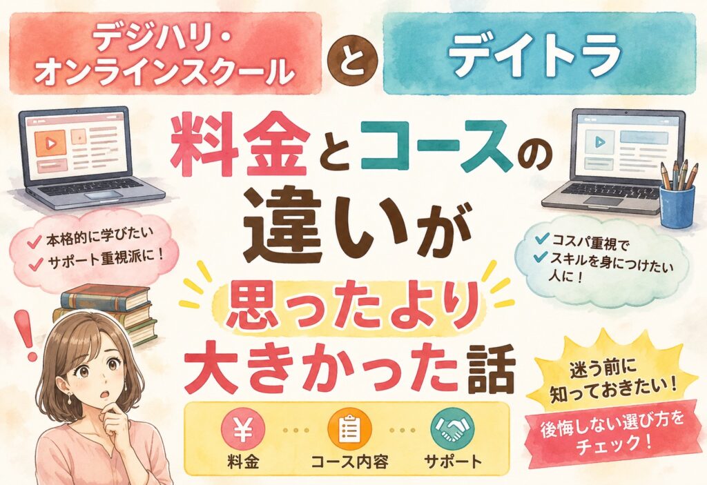 デジハリ・オンラインスクールとデイトラ、料金とコースの違いが思ったより大きかった話