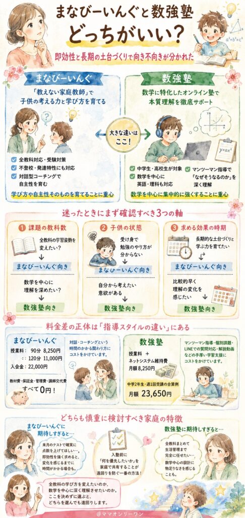 まなびーいんぐと数強塾、結論から言うとどちらを選ぶべき?