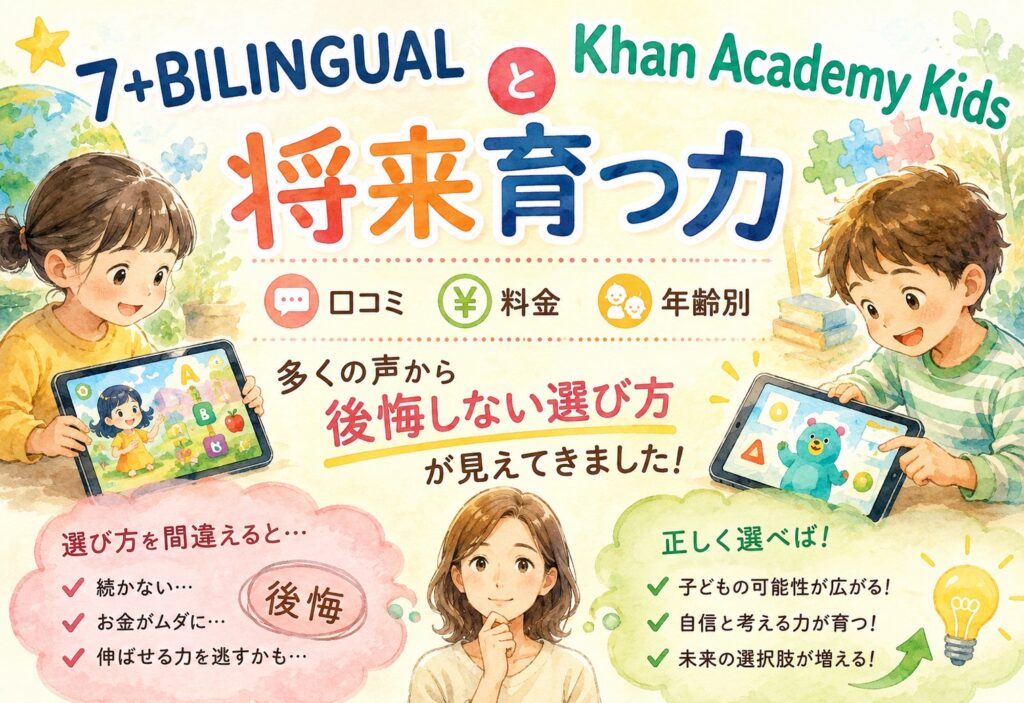 7+BILINGUALとKhan Academy Kids、将来育つ力と口コミ・料金・年齢別に比較したら多くの声から後悔しない選び方が見えてきました