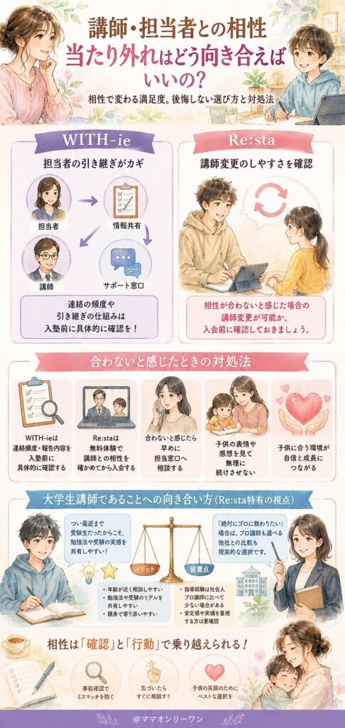 WITH-ieとオンライン家庭教師Re:sta 講師・担当者との相性、当たり外れはどう向き合えばいいの?