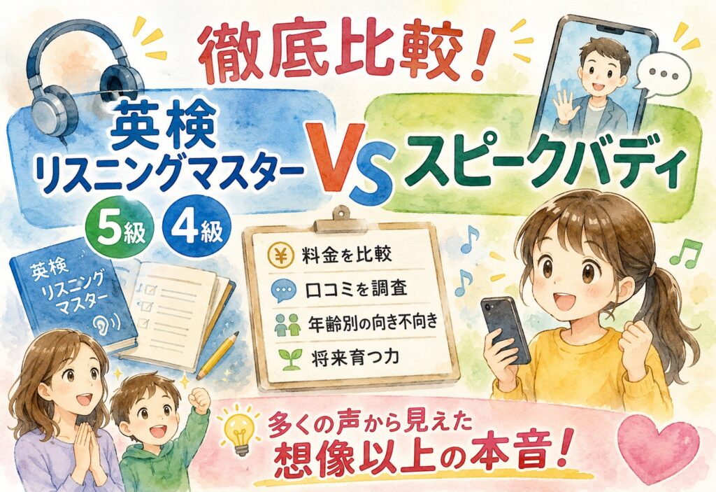 英検リスニングマスター5級4級とスピークバディを徹底比較!料金・口コミ・年齢別の向き不向きから将来育つ力まで多くの声から見えた想像以上の本音